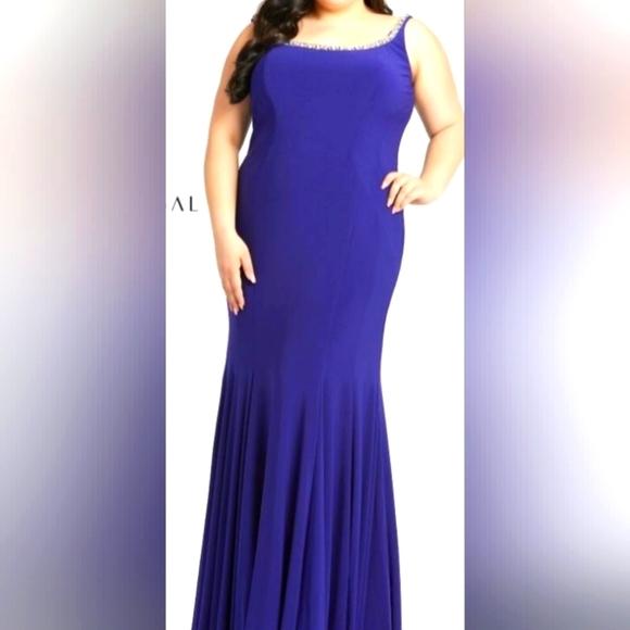 Mac Duggal 77524F Purple Sleeveless Maxi Fabulouss Evening Dress Plus Sz 14W - Picture 4 of 5